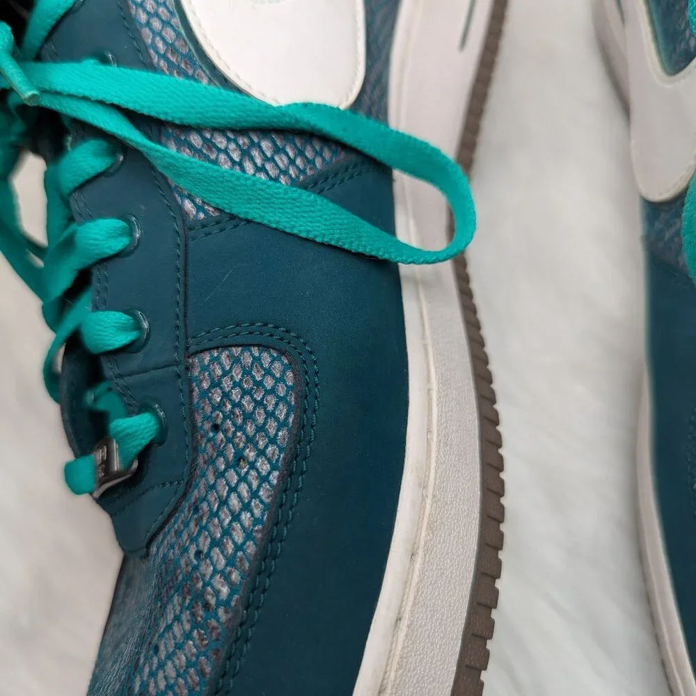 RARE SIZE 15 Nike Air Force 1 Snake Skin Men’s Sneakers Teal Color👟